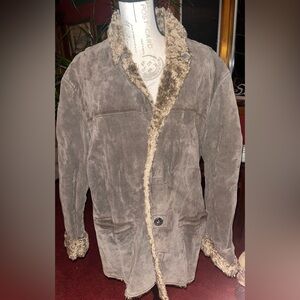 Marlboro Gray and Brown Military Field Jacket with Shawl Collar